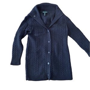 Ralph Lauren Long Black Collar Button Cardigan